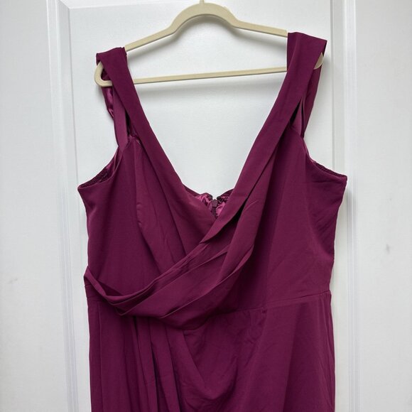City Chic Plus Size 2X 24 Magenta Off Shouder Midi Cocktail Dress Ripple Love - Picture 4 of 10